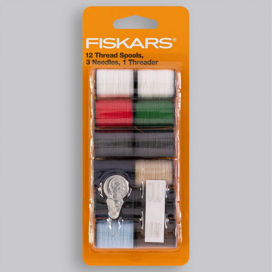 Fiskars 12pc Hand Sewing Thread: Sewing Kit with Needles, Polyester Material, 12 Pieces - Bellso