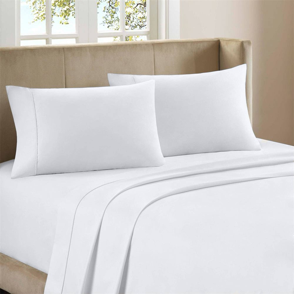 King 300 Thread Count Organic Cotton Brushed Percale Sheet Set Arctic White - Purity Home: GOTS Certified, Deep Pocket, OEKO-TEX Standard - Bellso