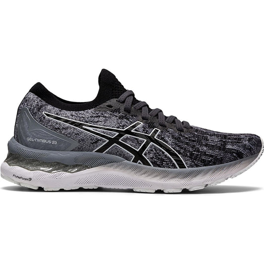 Asics Women's Nimbus 23 Knit Shoes in Sheet Rock/Black | Size: 7.5 Width: B | Fit2Run - Bellso