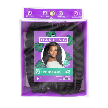Darling Flexi Rod Curls Crochet Hair 2X Pack 14 Inch #1B Female Adult - Bellso