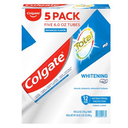 Colgate Total Whitening Toothpaste 6 Ounce (Pack of 5) DAMAGE BOX - Bellso