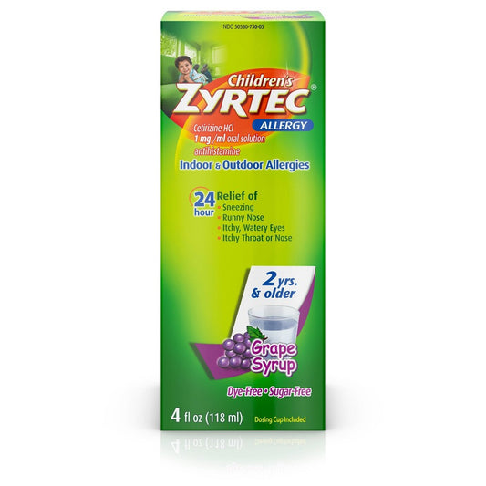 Children's Zyrtec 24 Hour Allergy Relief Syrup - Grape - Cetirizine - 4 Fl Oz - Bellso