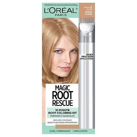 L'Oreal Root Rescue 10 Minute Root Hair Coloring Kit, 8 Medium Blonde - 1 Ct - Bellso