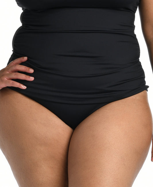 Women's La Blanca Shirred Band Hipster Swim Bottoms 16W Black - Bellso