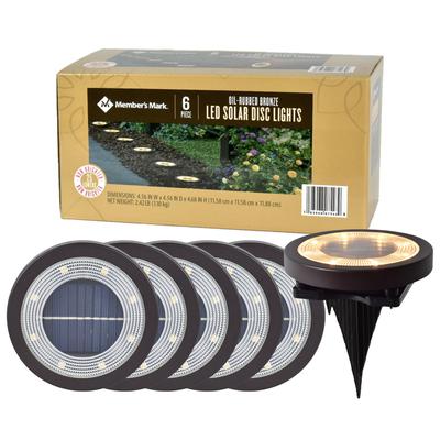 Member's Mark 6 Piece LED Solar Disc Lights - Oil-Rubbed Bronze - Bellso