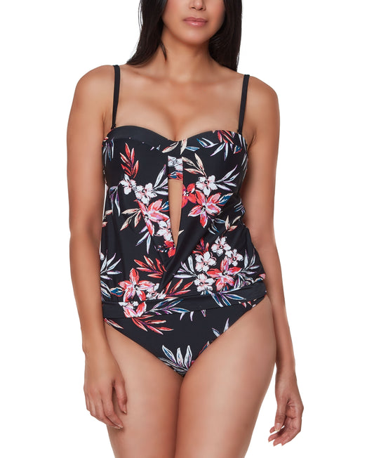 Bar III Women S Floral Print Tankini Top Swimsuit Black Size Small - Bellso