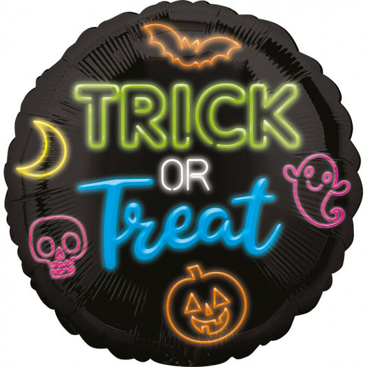 17 Inch Neon Trick or Treat Foil Mylar Balloon - Party Supplies Decorations - Bellso