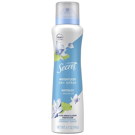 Secret Dry Spray Antiperspirant Deodorant  Waterlily and Argan Oil  4.1 Oz - Bellso