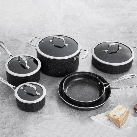 Henckels Capri Notte 10 Pc Aluminum Nonstick Cookware Set - Black - Bellso