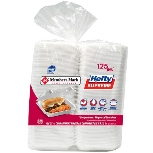 Hefty Supreme Foam 1 Compartment HLC (125 Ct.) - Bellso
