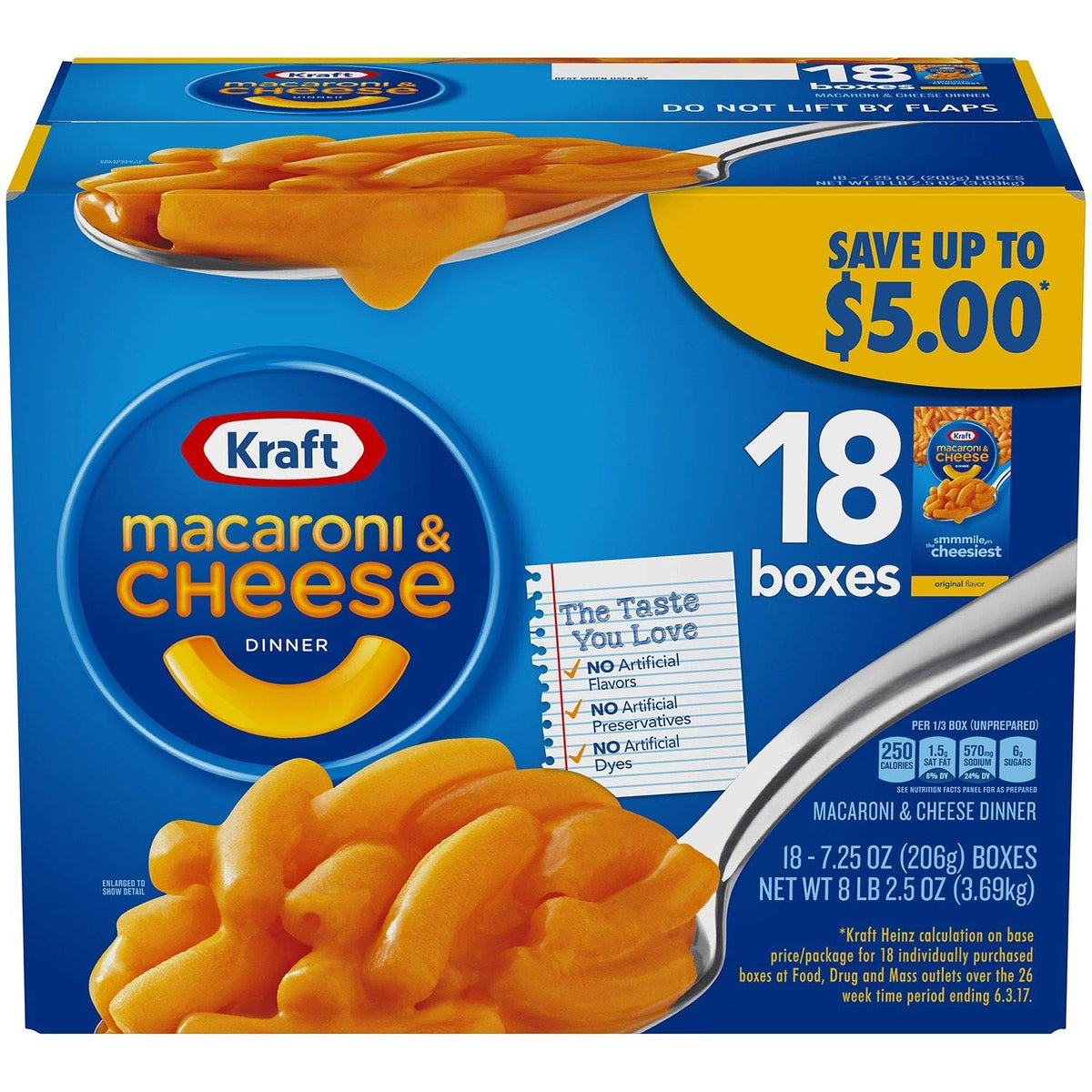 Kraft Original Flavor Macaroni & Cheese Dinner, 18 Pk./7.25 Oz