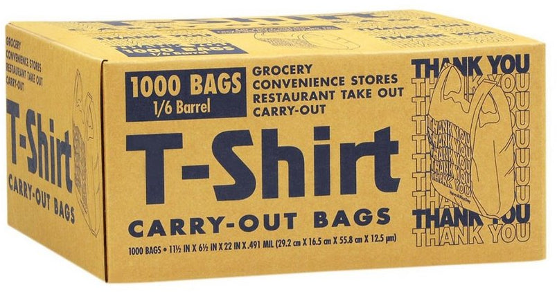 T-Shirt Carry-Out Bags, 11.5" X 6.5" X 22" 1,000 Ct
