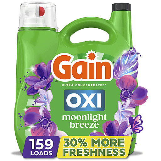 Gain Oxi Liquid Detergent Ultra Concentrated Moonlight Breeze 170 Fluid Ounce