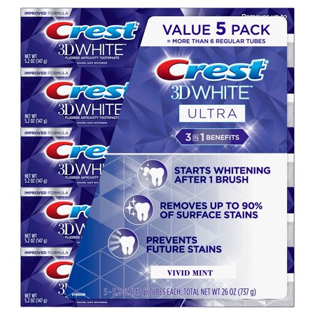 Crest 3D White Ultra Whitening Toothpaste Vivid Mint (5.2 Oz. 5 Pk.) - Bellso