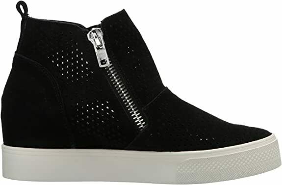 Steve Madden Women S Perforated Suede Wedge Side Zipper Sneaker (Taupe 10) - Bellso