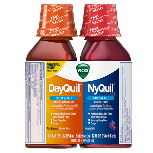 Vicks DayQuil & NyQuil Cold & Flu Medicine Liquid - Cherry - 24 Fl Oz - Bellso