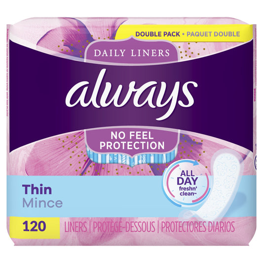 Always Thin Daily Panty Liners, Regular, 120/Pack - Bellso