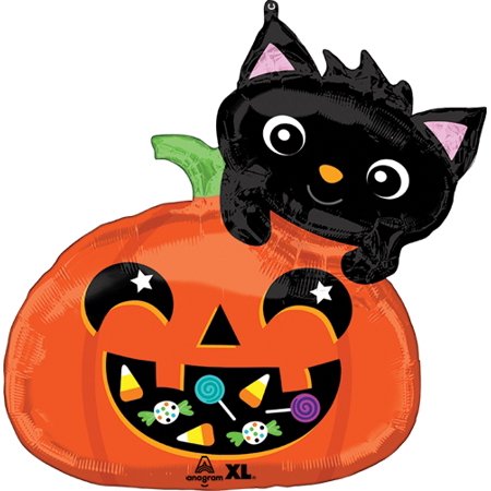 Halloween Cat Candy Pumpkin 25  Balloon  1ct - Bellso