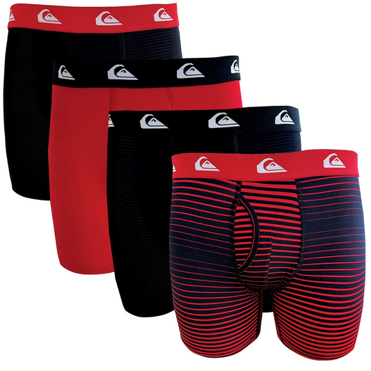 Quiksilver Men's 4-Pack Performance Mesh Boxer Brief Size L Red/Black Pack
