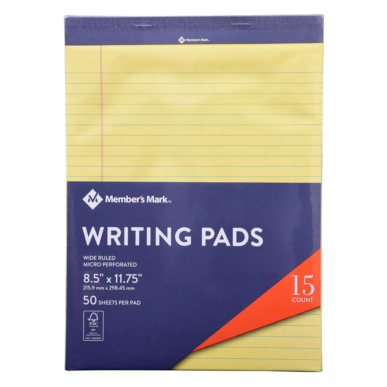 Members Mark Legal Writing Pad - Perforated Canary