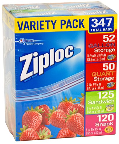 Ziploc Variety Pack Storage Bags Various Sizes 347 Ct