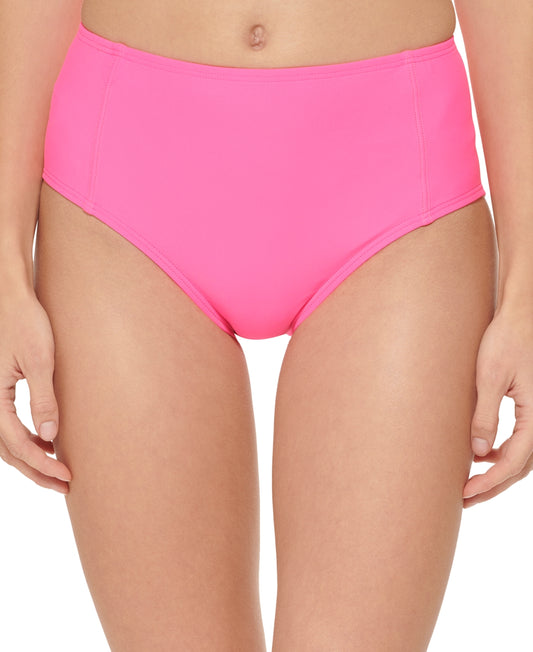 Dkny Seamed High-Waist Bikini Bottoms - Neon Pink L - Bellso