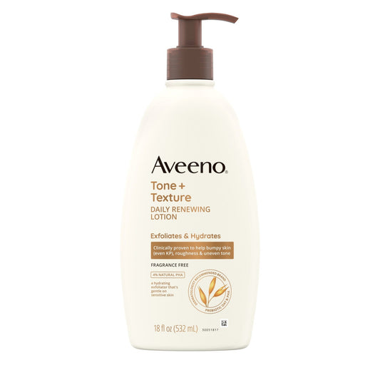 Aveeno Tone + Texture Daily Renewing Body Lotion, Fragrance-Free, 18 Oz - Bellso