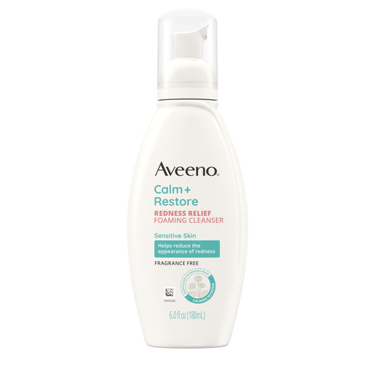 Aveeno Calm + Restore Redness Relief Foaming Cleanser with Fewerfew - Fragrance Free - 6 Fl Oz - Bellso