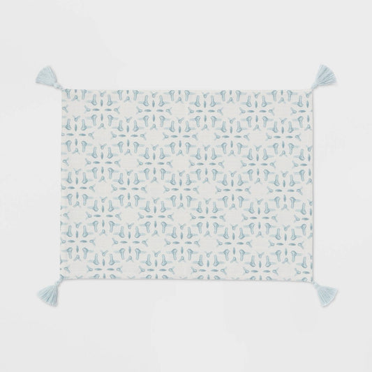 Cotton Slub Placemat with Tassels Blue - Threshold™ - Bellso