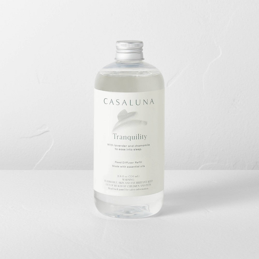 350ml Tranquility Reed Diffuser Refills Clear - Casaluna™: Soothing Lavender & Chamomile Scents, Aromatherapy, No Battery - Bellso
