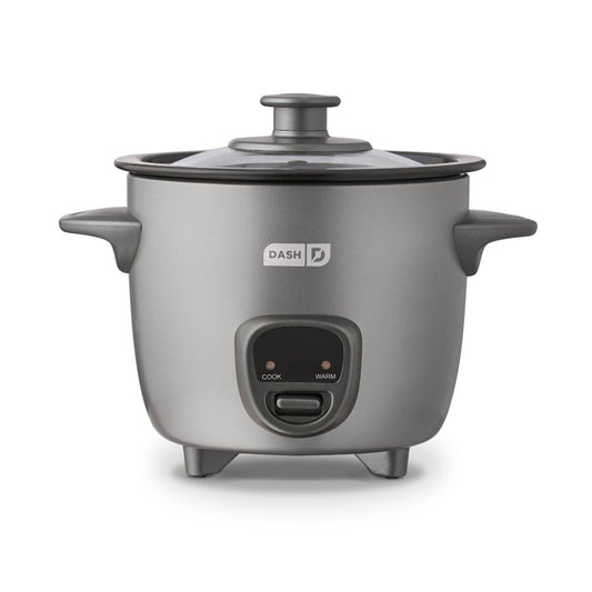 Dash 2-Cup Electric Mini Rice Cooker - Graphite: Small Rice Maker, Automatic Keep Warm, Includes Recipes & Accessories - Bellso