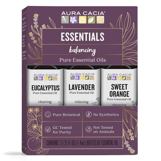 3pk Multi Essential Oil Set - Aura Cacia: Pure Aromatherapy, Sweet Orange Scent, Member Owned Co-op - Bellso