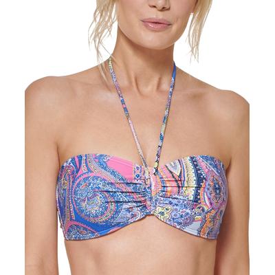Tommy Hilfiger Women's Bikini Tops Jaipur - Provence Blue Jaipur Paisley Bandeau Bikini Top Size XXL - Bellso