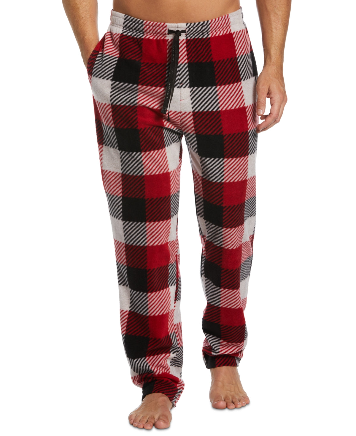Perry Ellis Men's Plaid Fleece Pants sz XL Red - Bellso