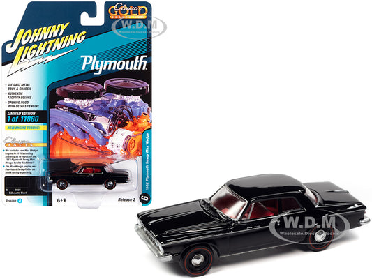 1962 Plymouth Savoy Max Wedge Silhouette Black W/Red Interior Ltd Ed to 11880 Pcs 1/64 Diecast Model Car by Johnny Lightning - Bellso