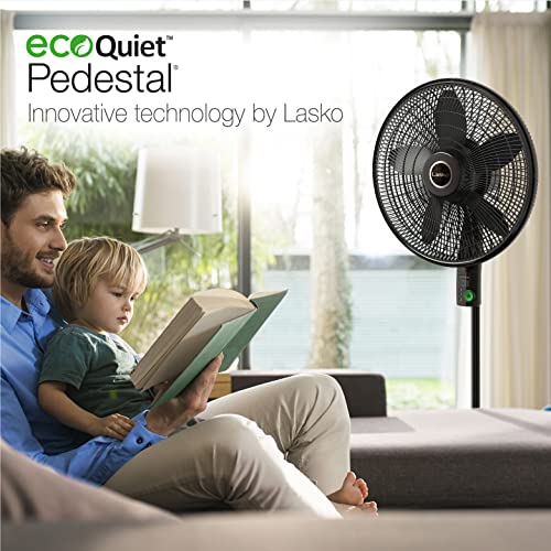 Lasko WhisperForce 18 12 Speed Oscillating Remote Control DC Motor Pedestal Fan Black S18708 - Bellso