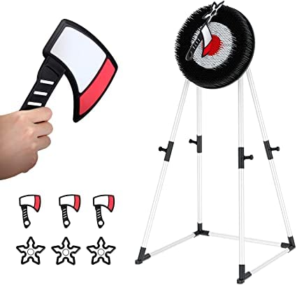 Sharper Image Axe Throwing + Target Set - Indoor & Outdoor Fun Game - Bellso