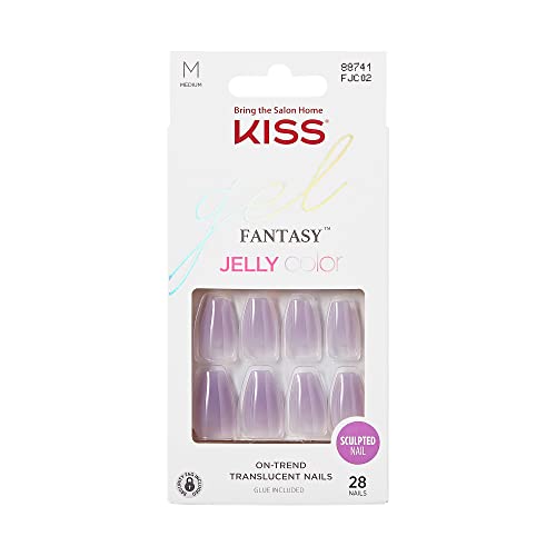 KISS Gel Fantasy Jelly Color Sculpted Fake Nails, Quince Jelly, 28 Count - Bellso