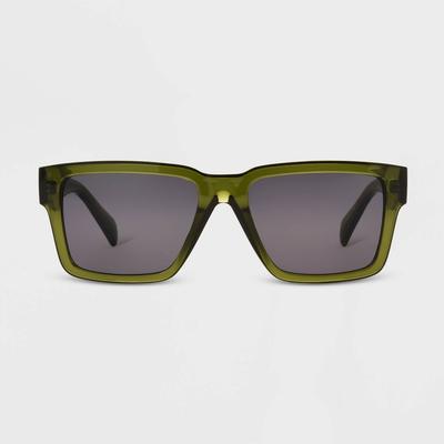Men's Shiny Plastic Rectangle Sunglasses - Original Use™ Olive Green - Bellso