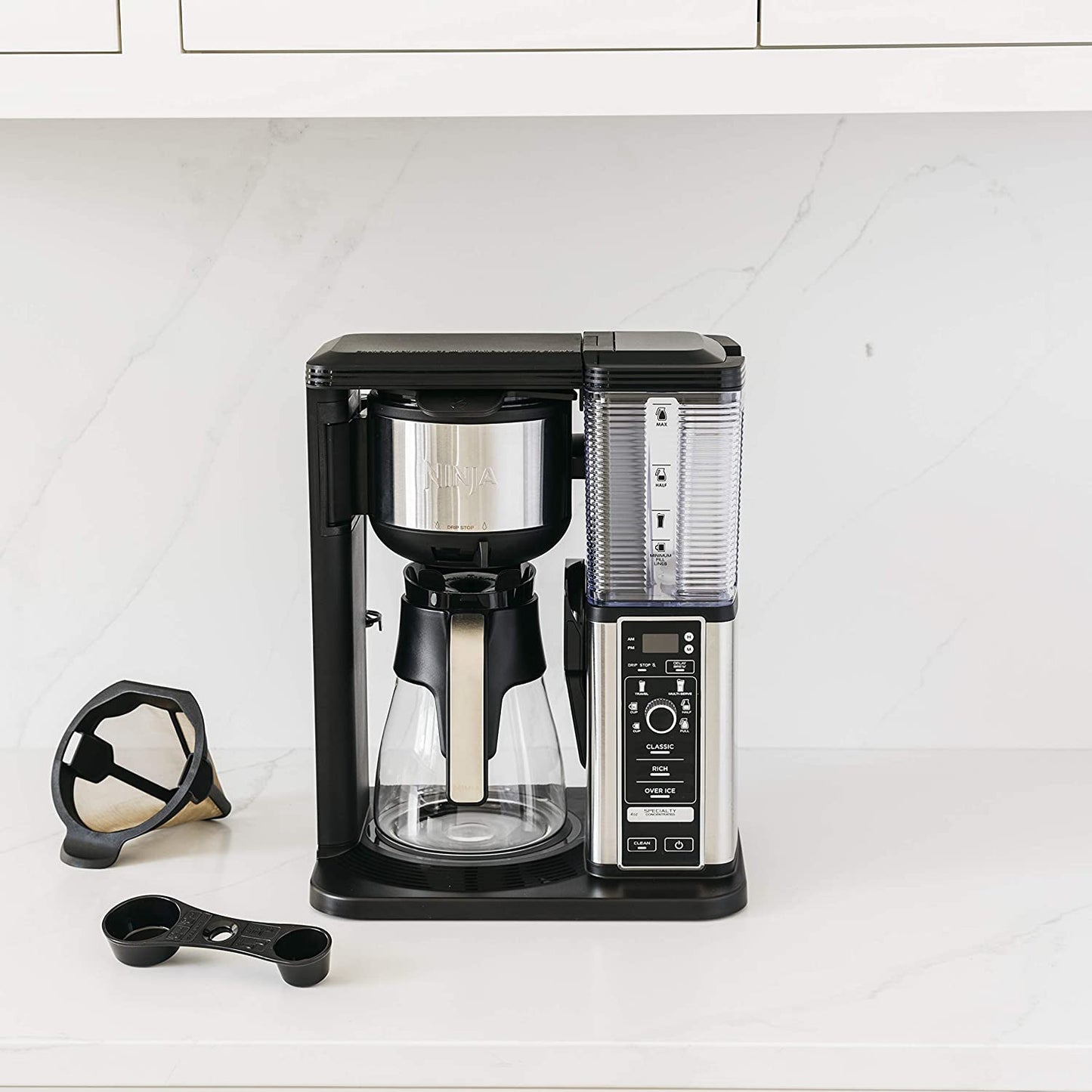 Ninja CM405A Specialty Coffee Maker with Fold-Away Frother and Glass Carafe  Black - Bellso