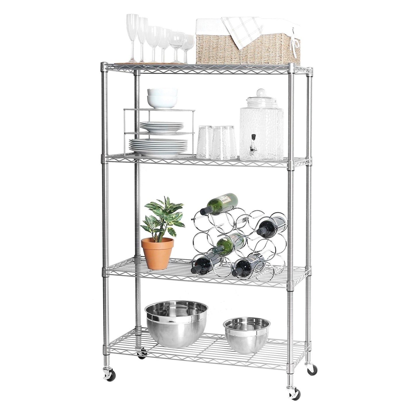 Seville Classics UltraDurable 4-Tier Nsf Steel Wire Shelving System - White