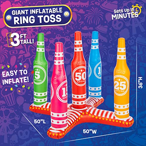 FunPark Ring Toss Outdoor Games – Giant Pool Toys 3 Feet Tall Inflatable Pool Accessories Outdoor Toys for Kids Adults and Family - Bellso