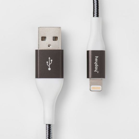 4' Lightning to USB-a Braided Cable - Heyday™ Black/White/Gunmetal - Bellso