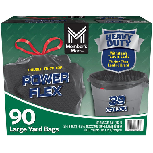 Member's Mark 39 Gallon Power-Guard Drawstring Yard Trash Bags (90 Count) - Bellso