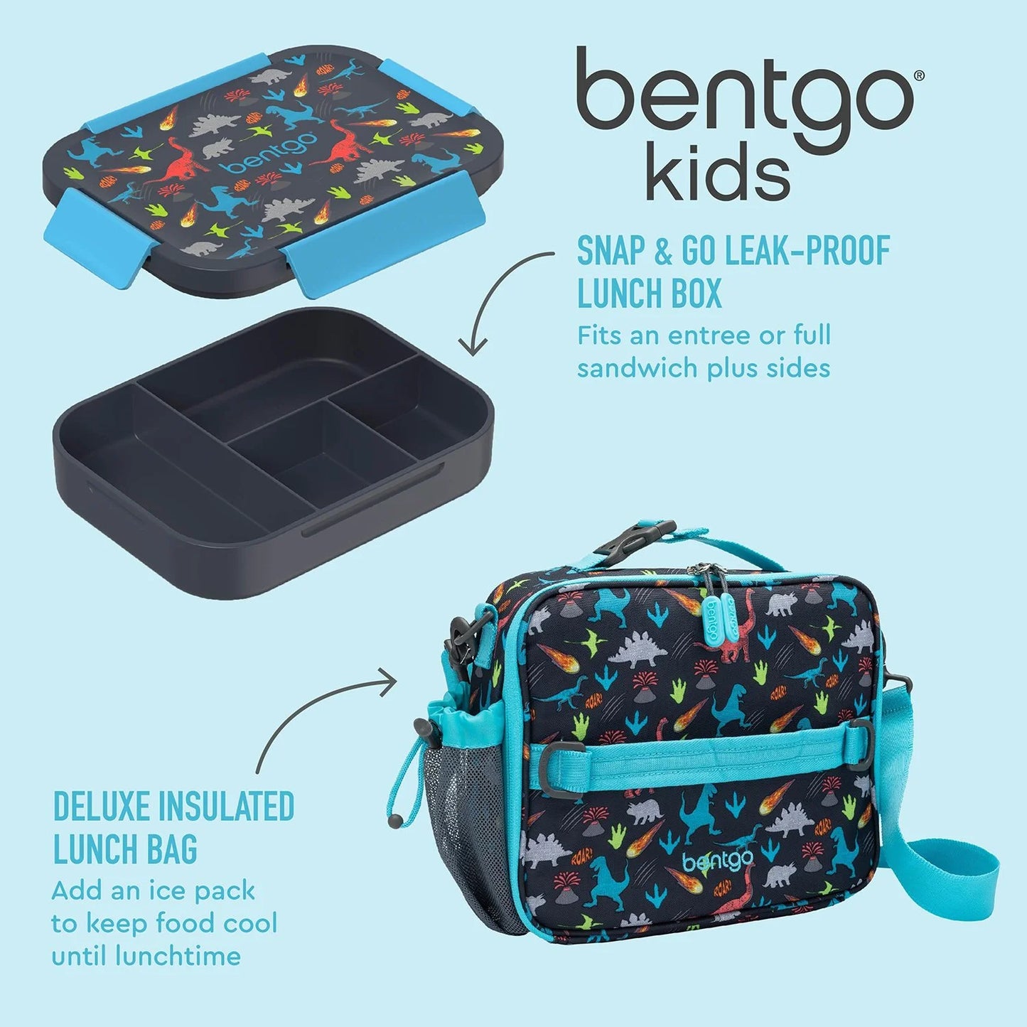 Bentgo 2-Piece Kids Snap & Go Lunch Set: Leak-Proof Lunch Box & Deluxe Insulated Lunch Bag - Bellso