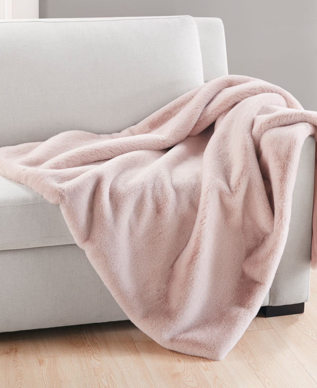 Charter Club Plush Faux Fur Throw, 50" X 60", Created for Macy's - Dusty Rose