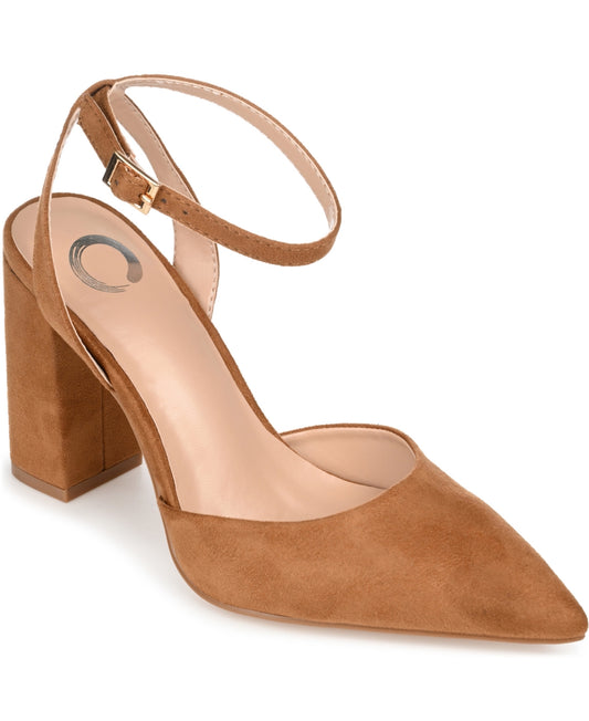 Journee Collection Women's Tyyra Ankle Strap Block Heel Pumps - Cognac Size 10 - Bellso