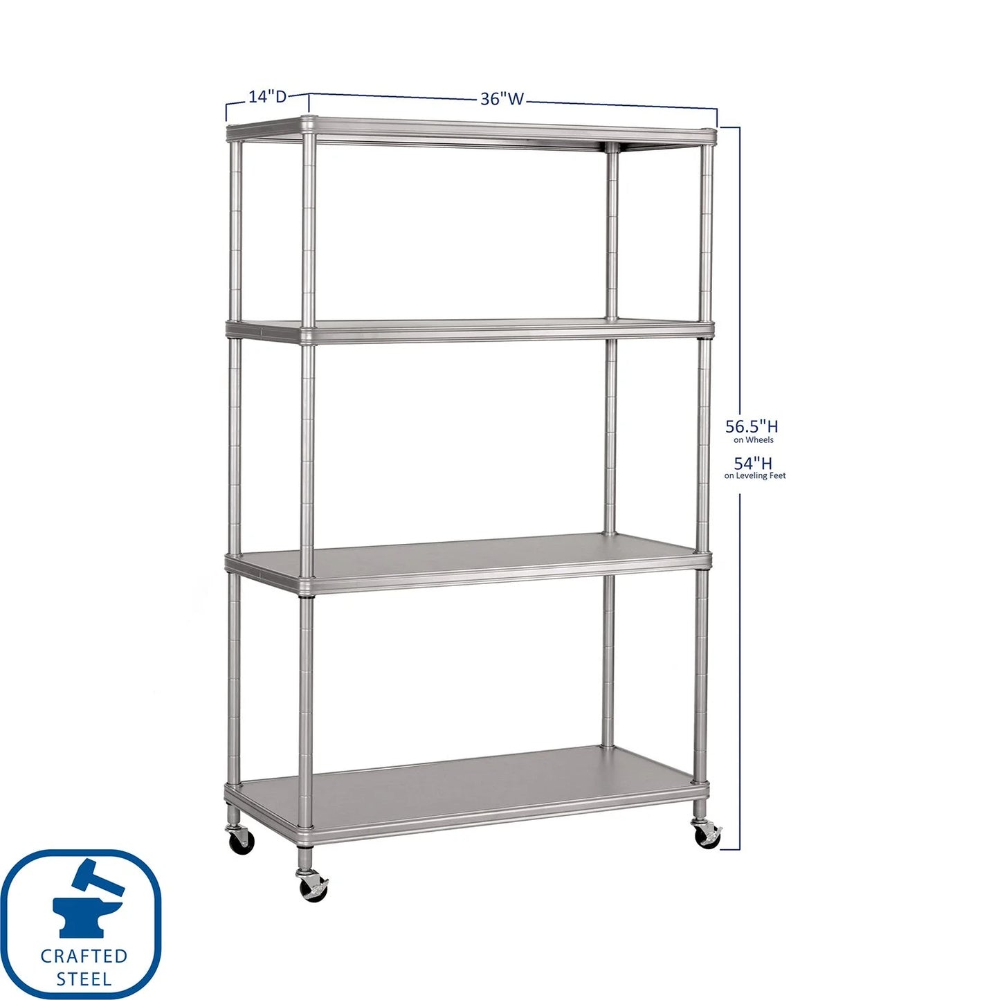 Member’s Mark Home 4-Tier Steel Shelving with Shelf Liners, 36" W x 14" D x 56.5" H - Bellso