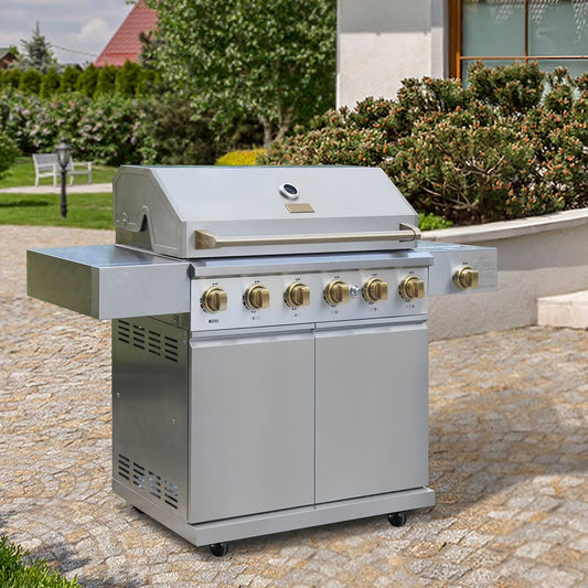 Gordon Ramsay Collections (STORE DISPLAY USED)THOR Kitchen Outdoor Stainless Steel 6-Burner Gas Grill w/ Cover