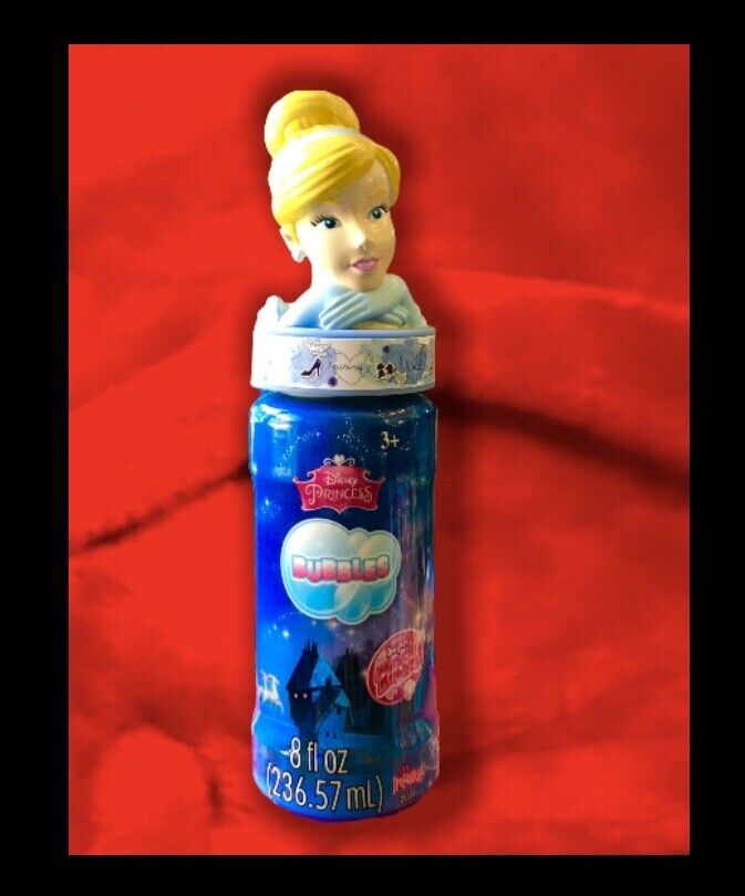Disney Princess Cinderella Super Miracle Bubbles 8oz,refillable with 3D Topper - Bellso